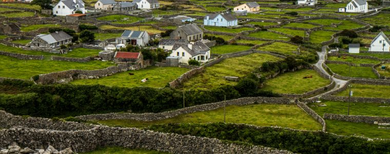 Houses scattered across greenery in Ireland
