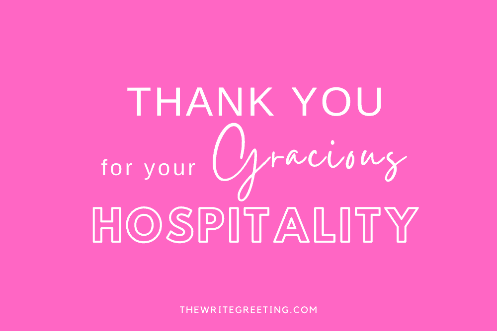 Thank you hospitality text in pink