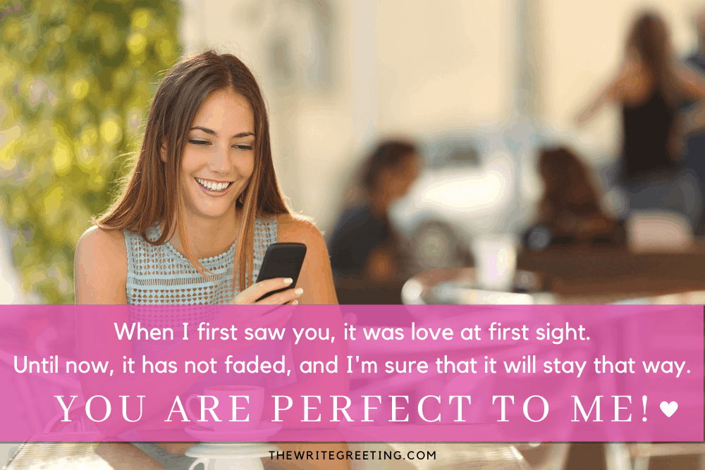 woman reading love text on phone