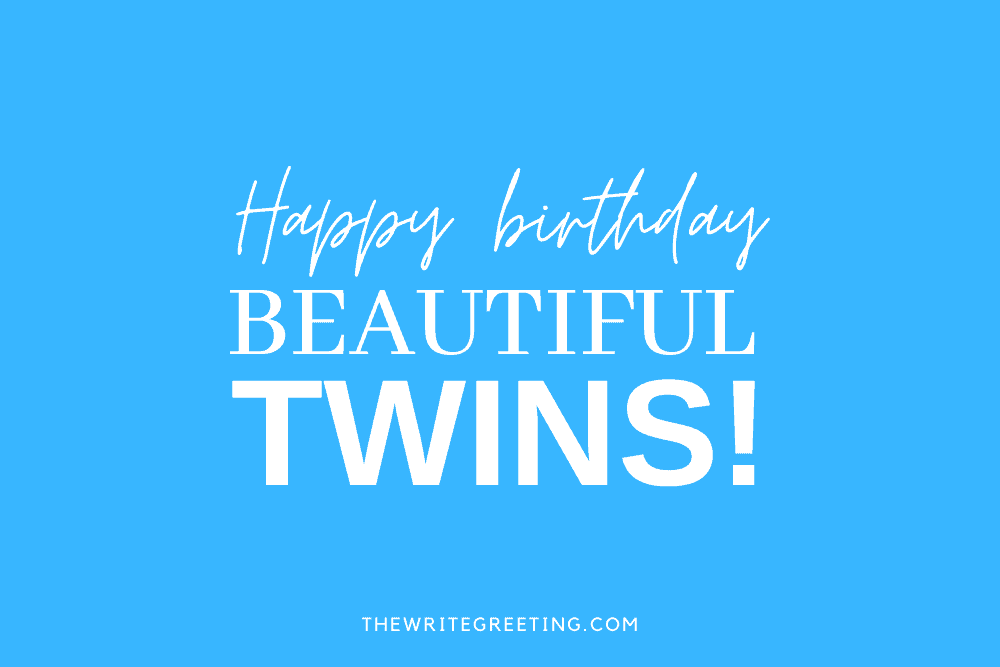 Happy birthday to twins on blue square