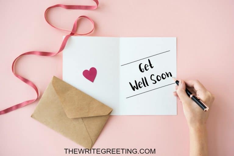 Get well soon being written on a notecard