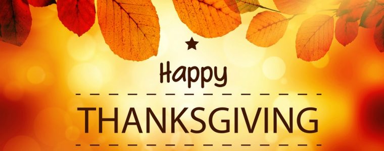 happy thanksgiving text on orange leaves