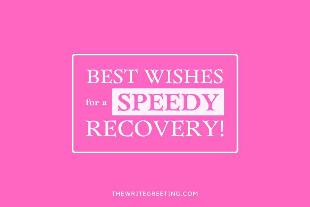 Speedy recovery wishes in pink cute font