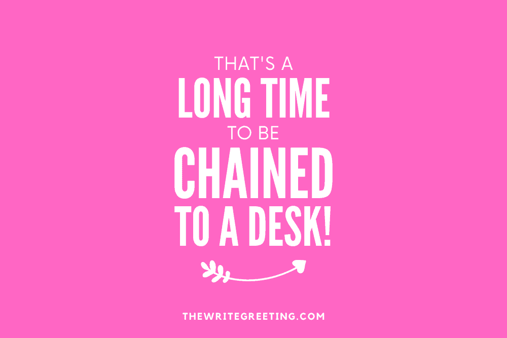 Chained to a desk in pink