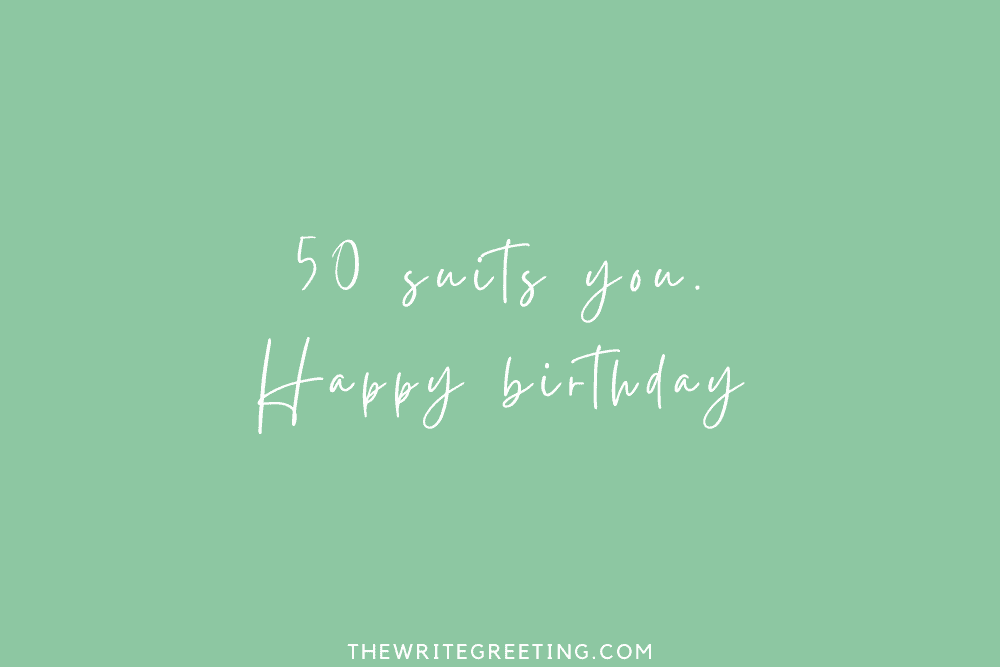 green background with white text for 50th birthday