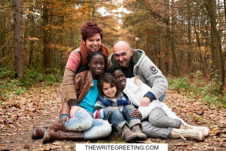 Multi racial foster family in park