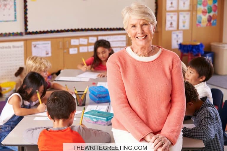 Retiring Teacher in a classroom