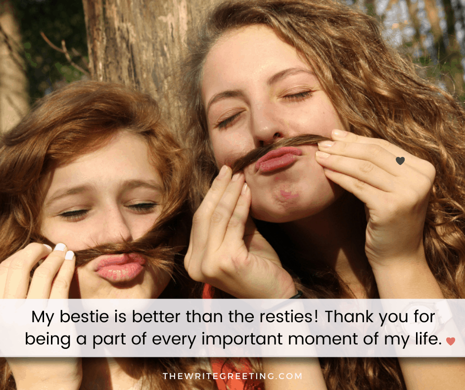 two teenage girls making moustache faces with hair