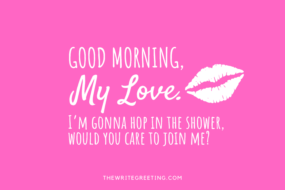 Flirty good morning text in pink with lips
