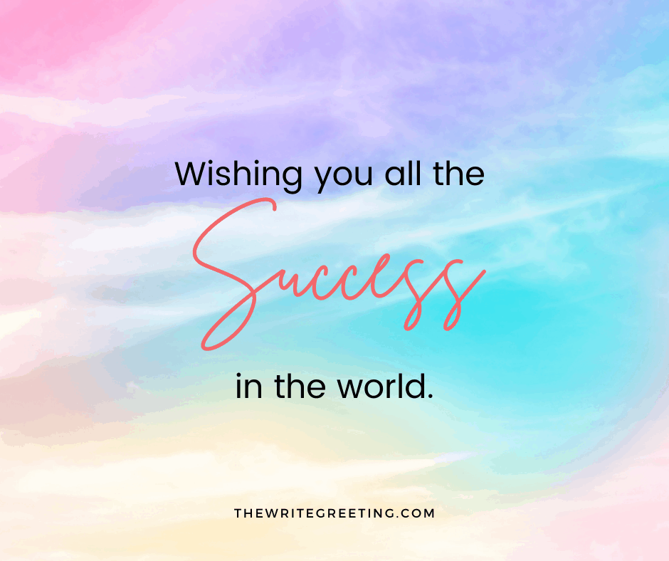 Success text written on blue/pink background