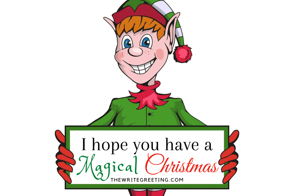 An elf holding up a Christmas wish
