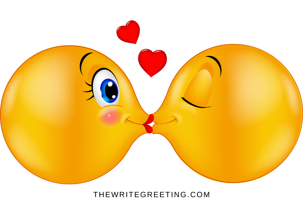 Two yellow emojis kissing
