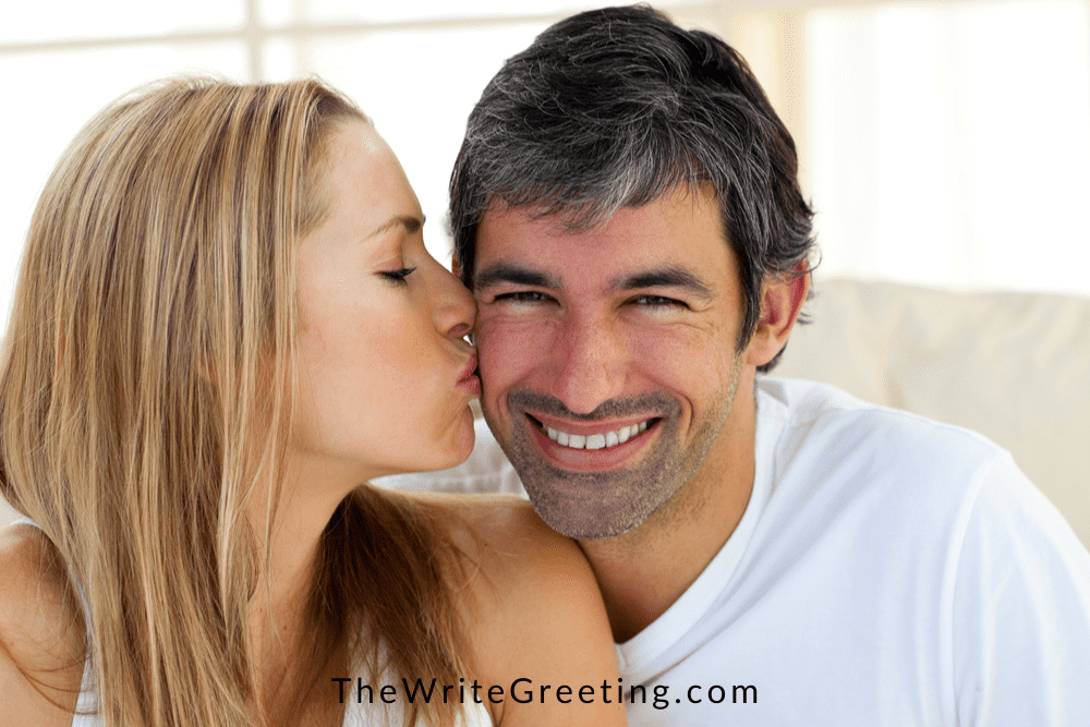 girlfriend kissing boyfriend on cheek