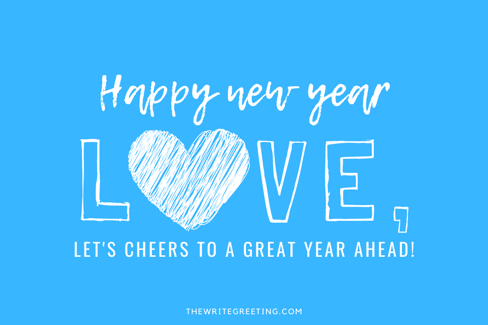 happy new year love in blue with a heart