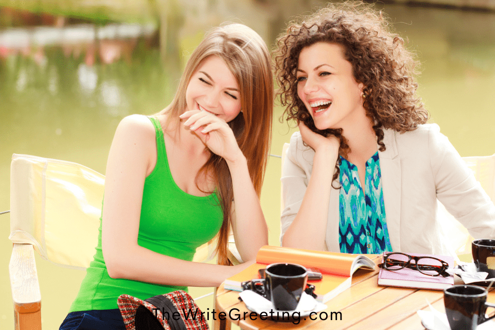 Two women enjoying coffee outdoors for birthday
