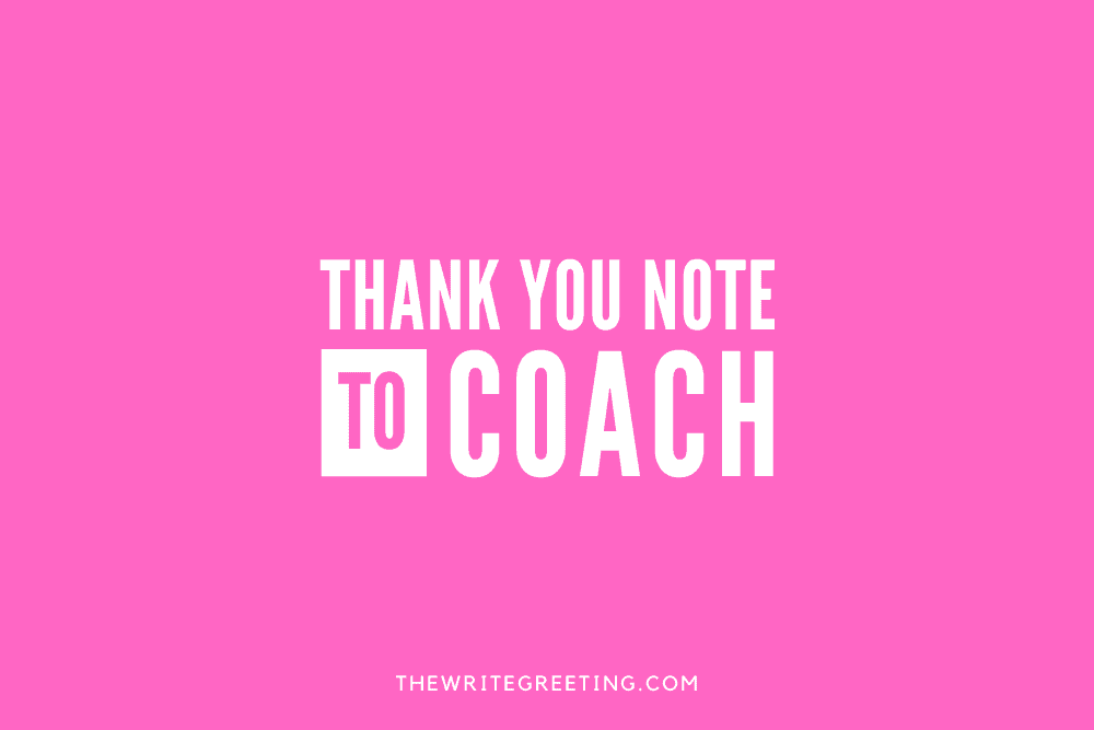 Thank you note to coach in cute font in pink