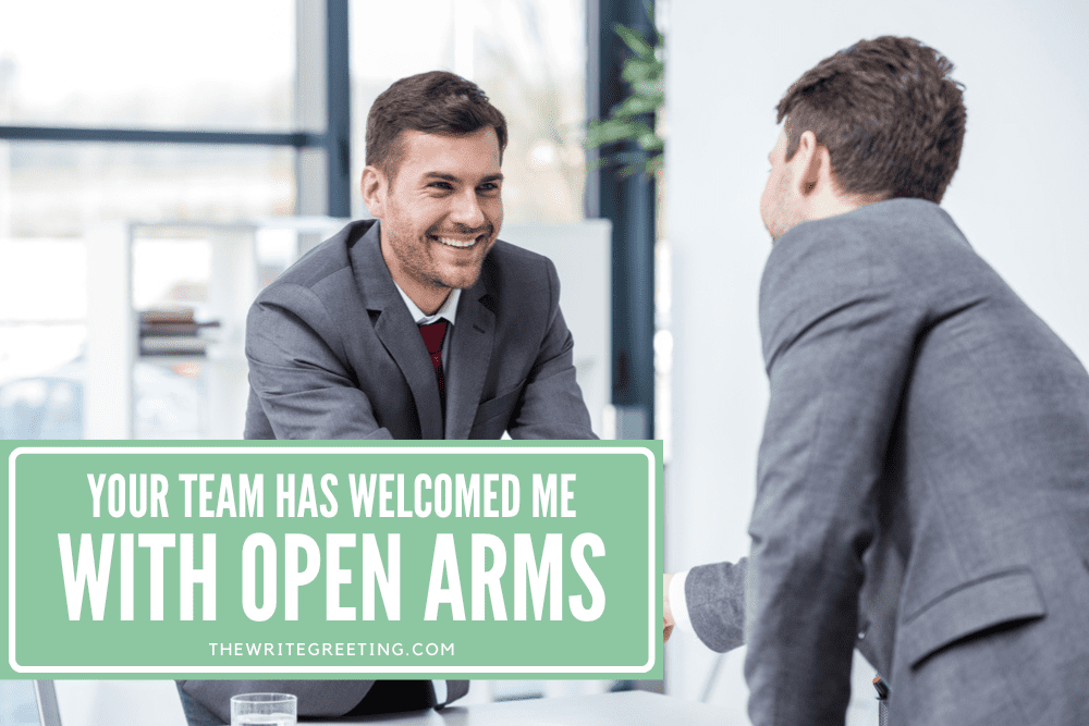 Make work colleague welcoming new male to team