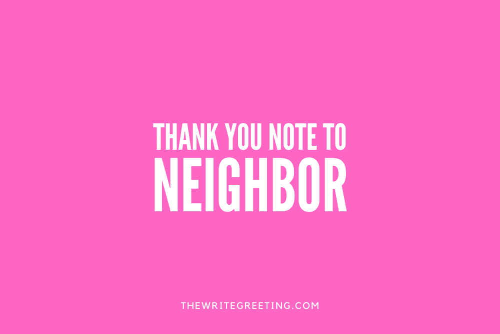 Thank you note to neighbor in pink