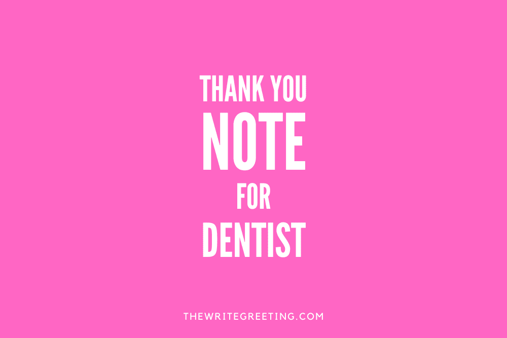 Thank you note for dentist in pink