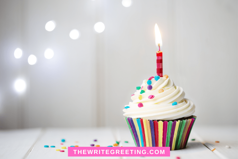 Colorful cupcake with 1 candle lit