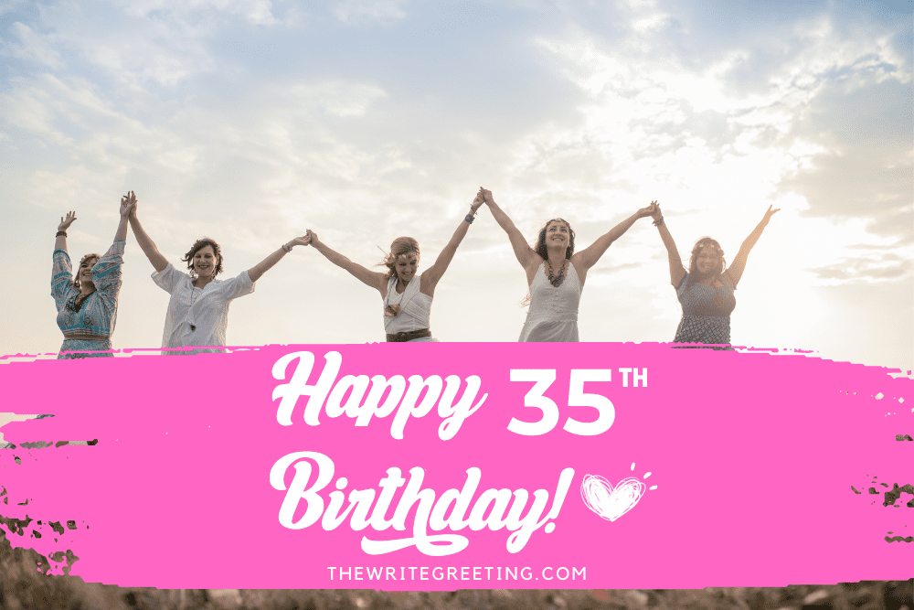 3 women holding hands in air for 35th birthday