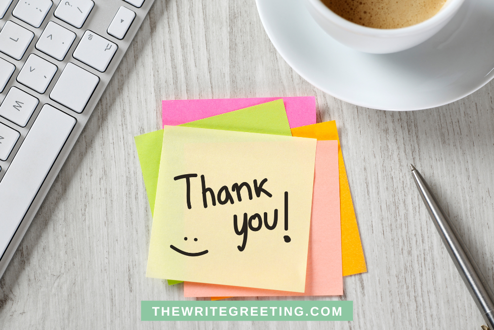 Thank you written on colorful sticky notes