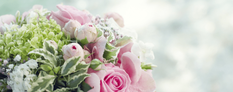 Beautiful bouquet of flowers in pink and green