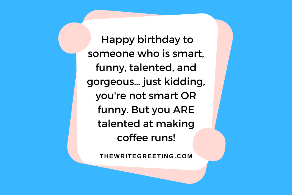 Birthday message for coworker on blue background