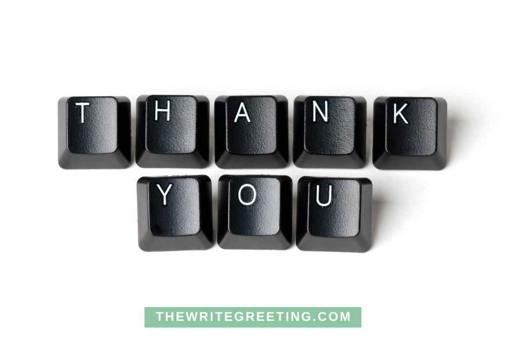 Black thank you on typewriter keys