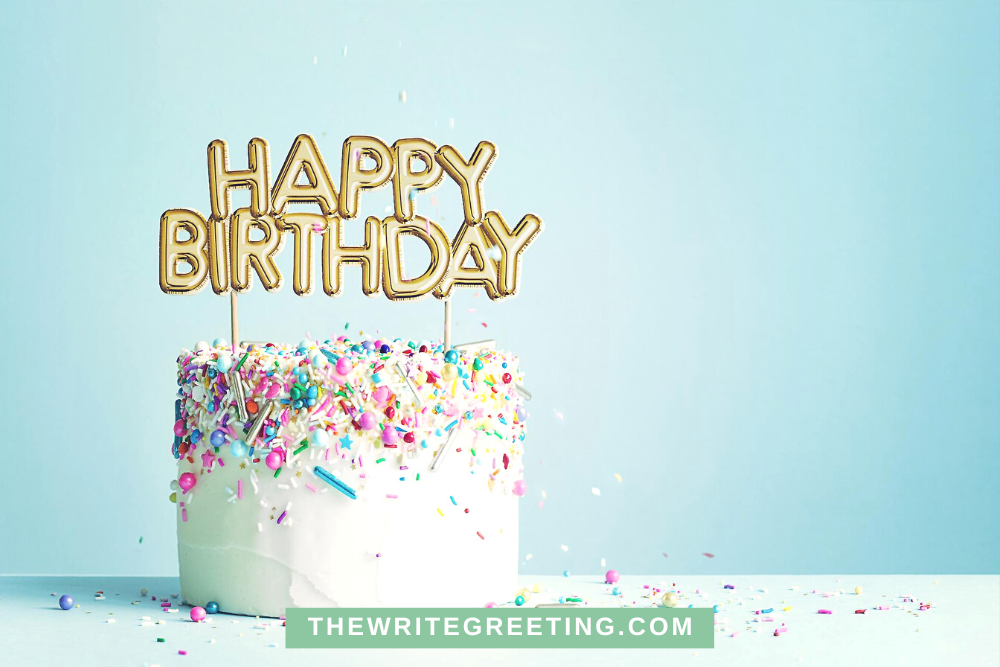 White vanilla cake with happy birthday sign
