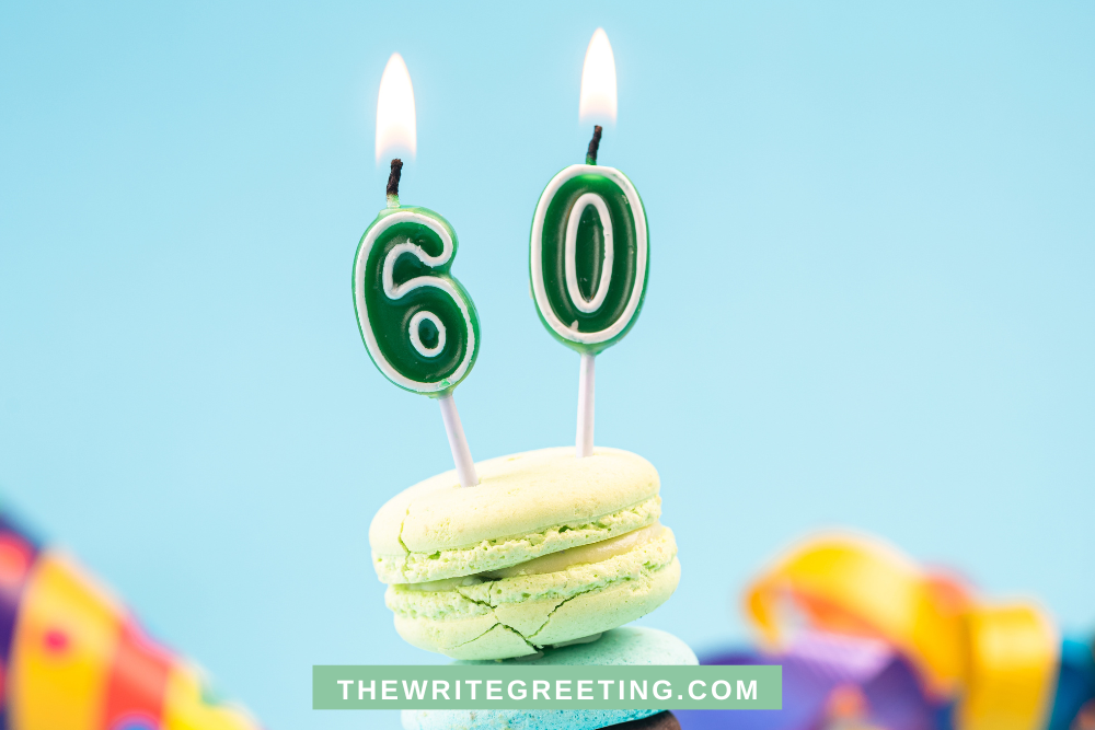 The number 60 on top of a green macaroon