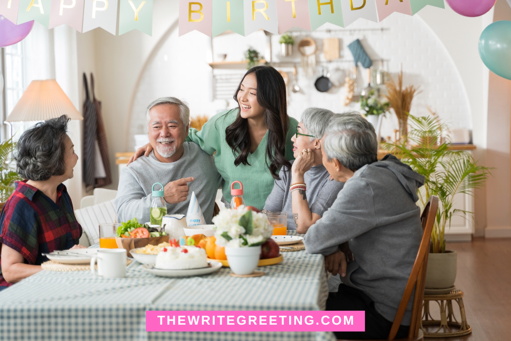 A family of asians celebrating a 60 year old birthday
