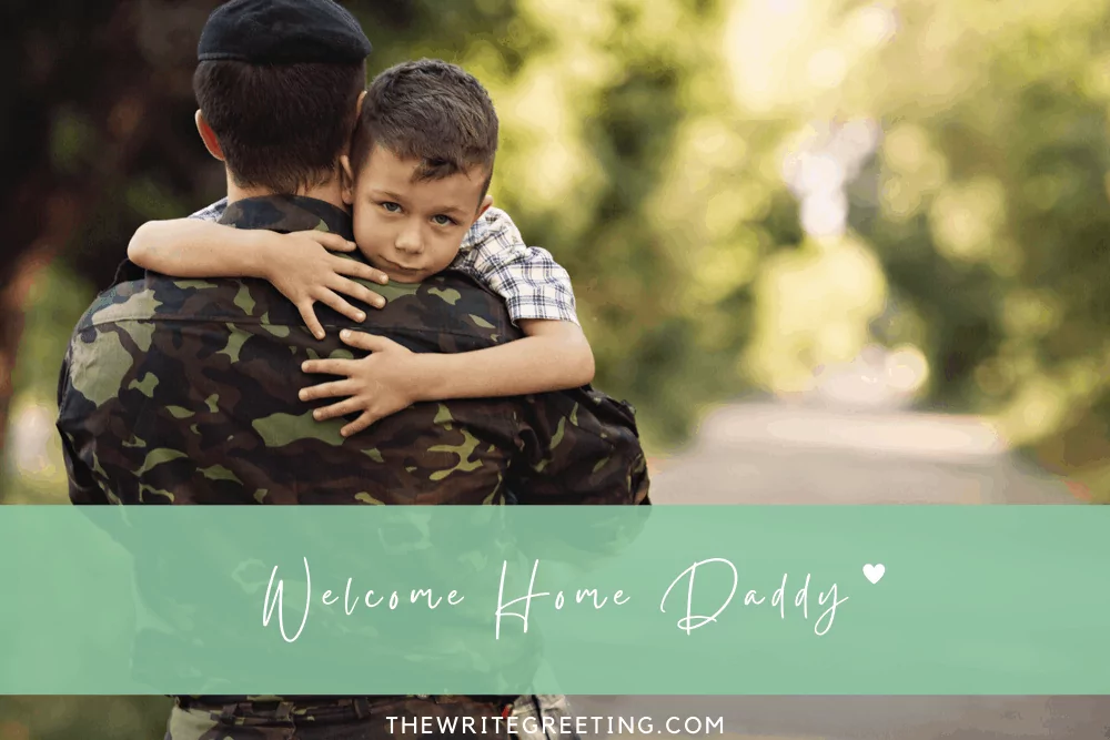toddler boy welcoming military dad home